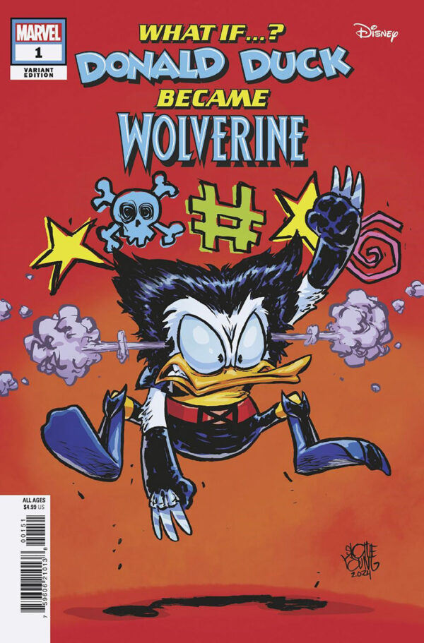 MARVEL & DISNEY WHAT IF DONALD DUCK BECAME WOLVERINE VARIANT #1 COVER E SKOTTYE YOUNG - UNICO_thumbnail